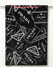 Prada Black and White All Over Logo Print Flannel Throw Blanket IMG_2785